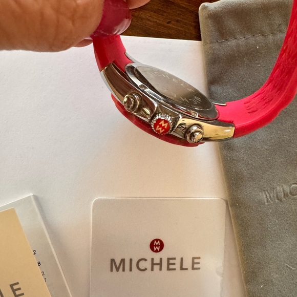 Michele Pink and Silver Tahitian Chronograph Watch - Picture 7 of 10